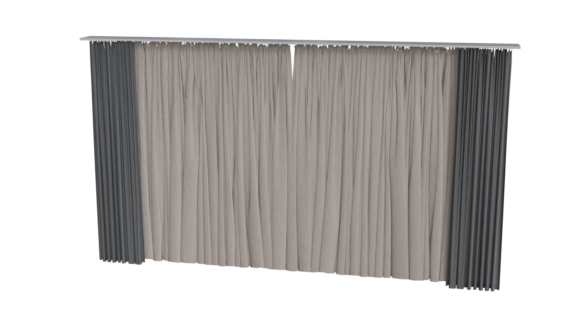 Brown Gray Curtains 3D model_2