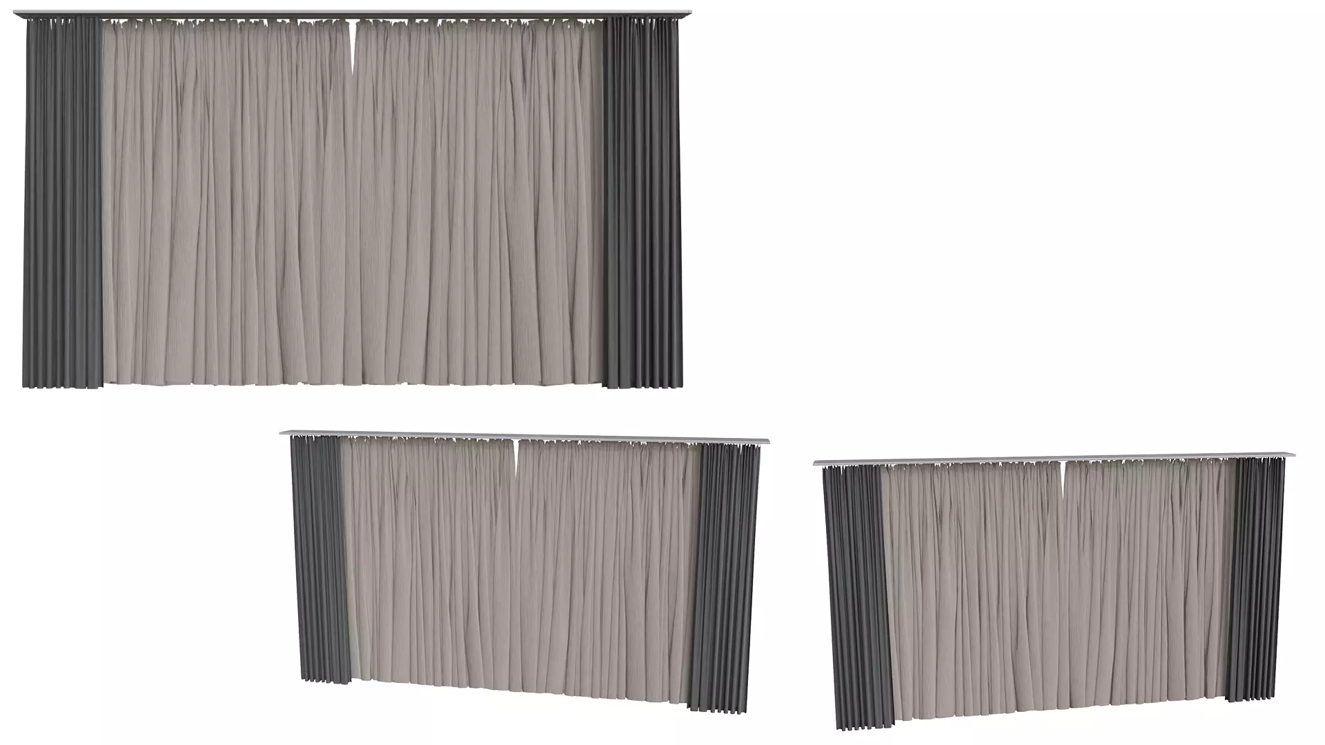 Brown Gray Curtains 3D model_0