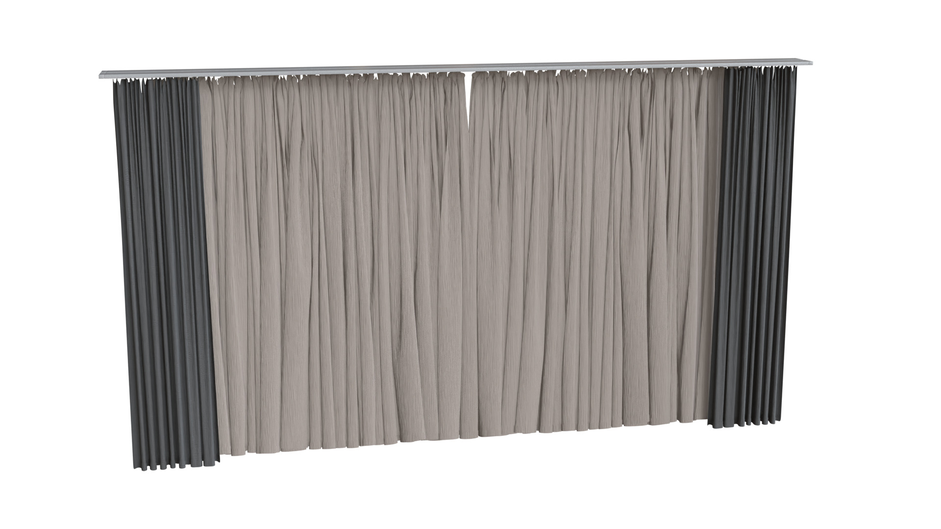 Brown Gray Curtains 3D model_4