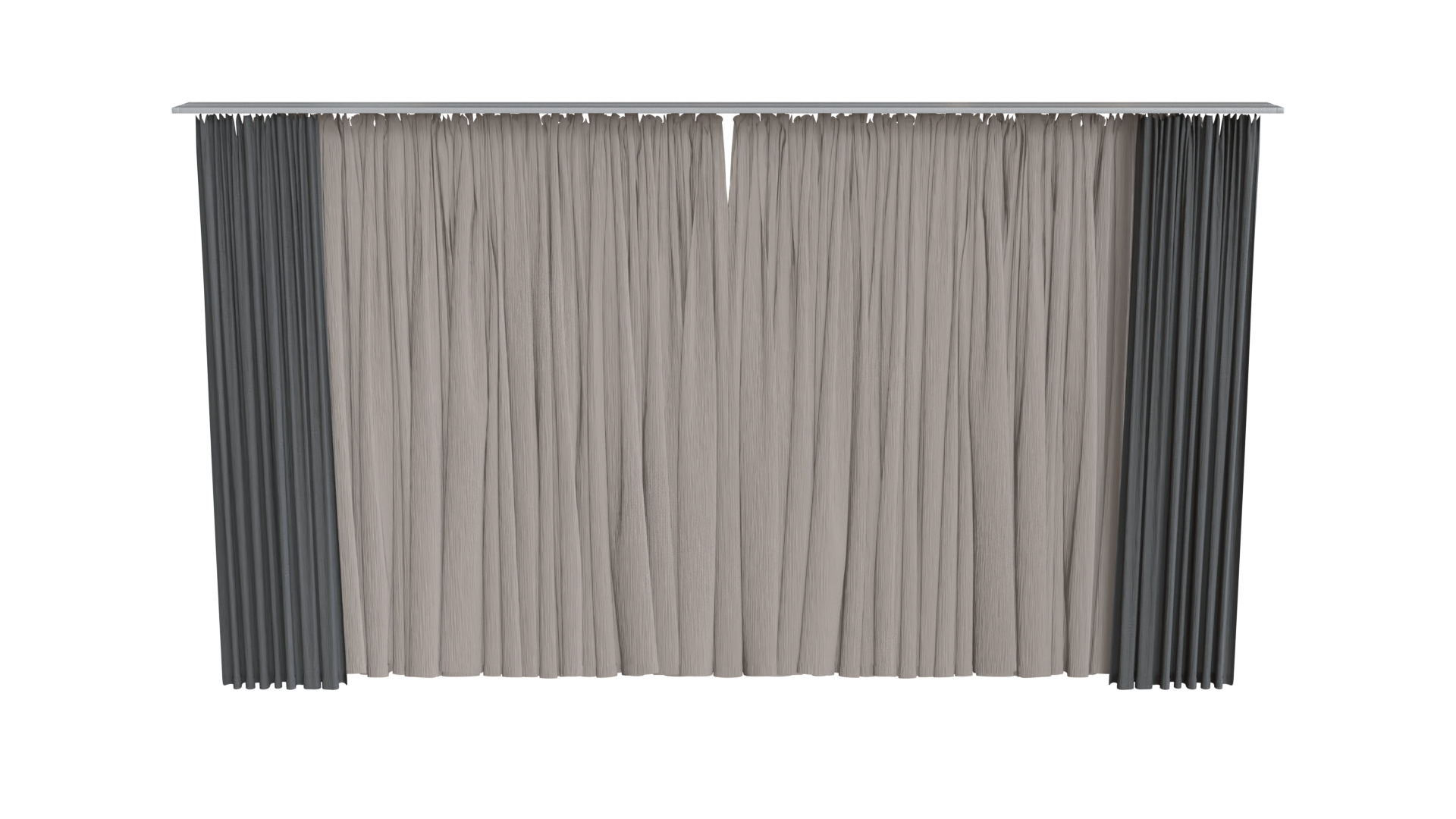 Brown Gray Curtains 3D model_3