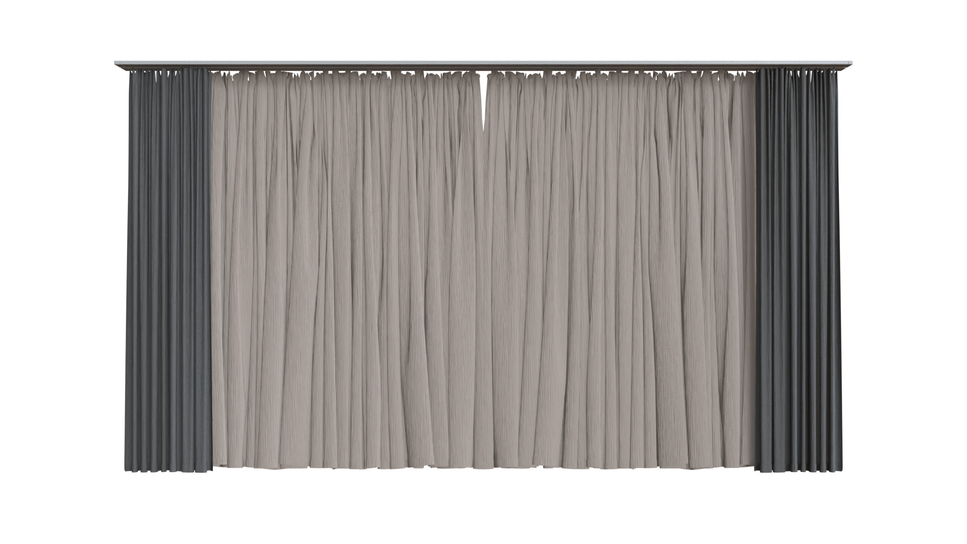 Brown Gray Curtains 3D model_1