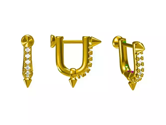 Women Diamond Huggie Earring Jewelcad Render 3d Print Model  3D print model