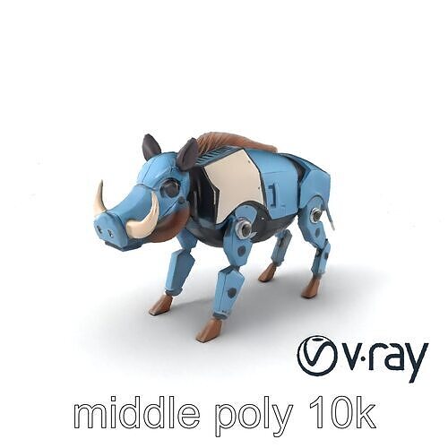 Digital Archive Cyboar Robotic Creature model pack Low-poly 3D model