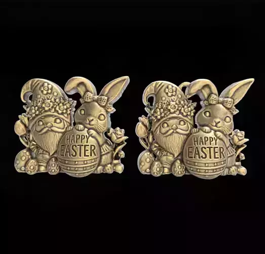 easter gnome and bunny with easter egg decor 