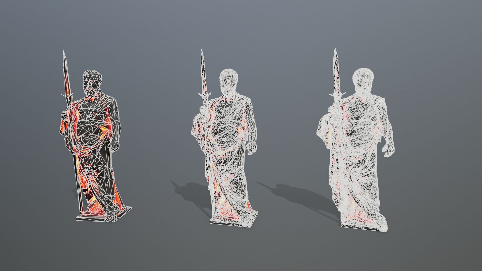 Man Statue Low-poly 3D model_10