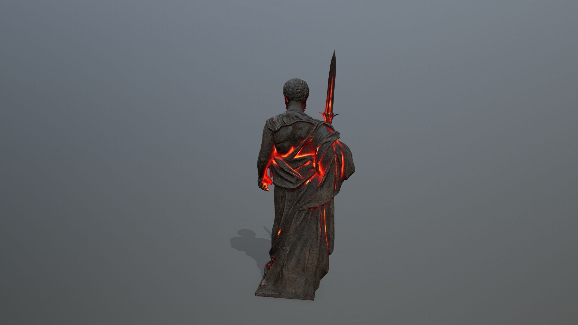 Man Statue Low-poly 3D model_5