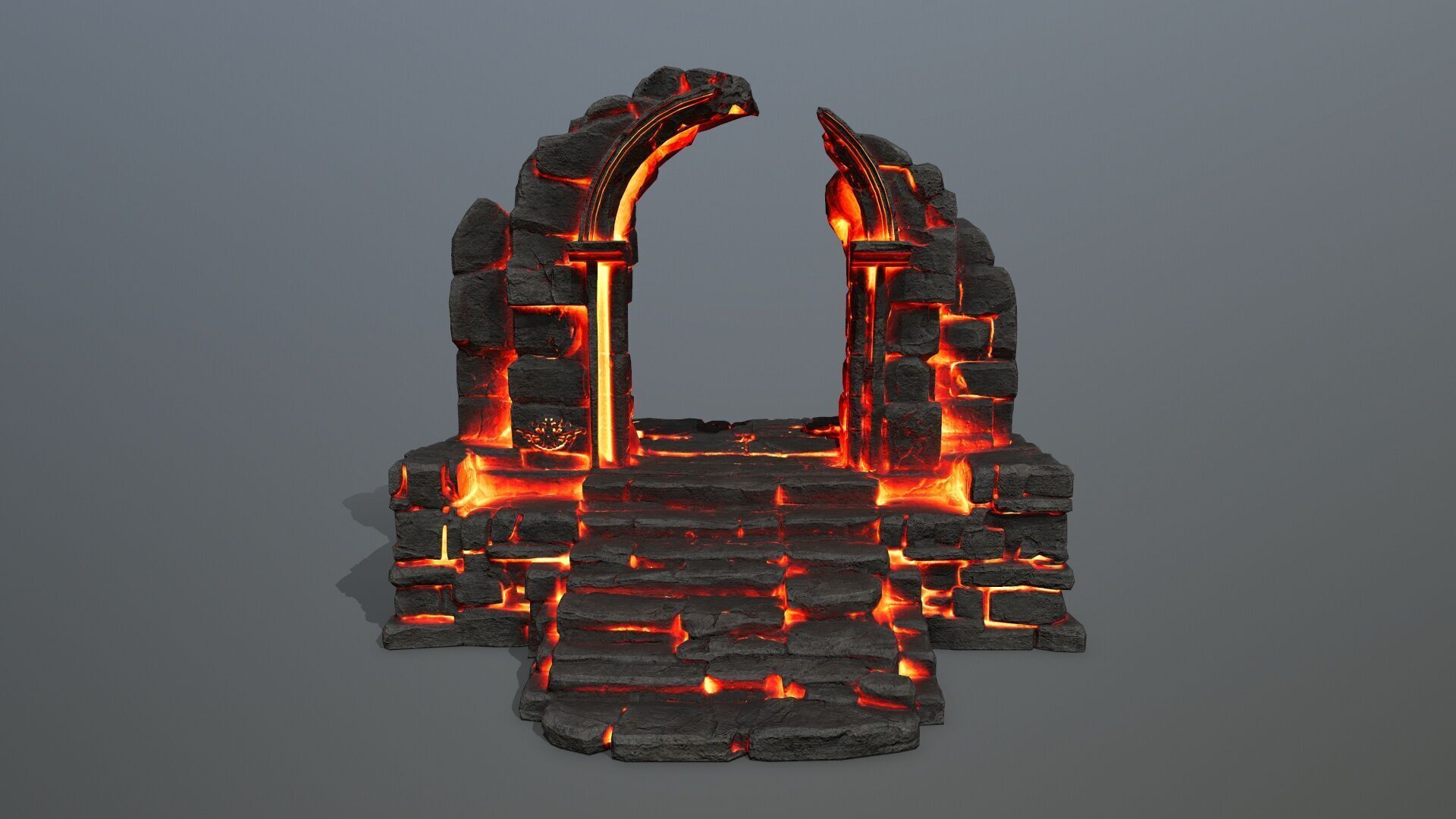 Ruin Stairs Low-poly 3D model_3