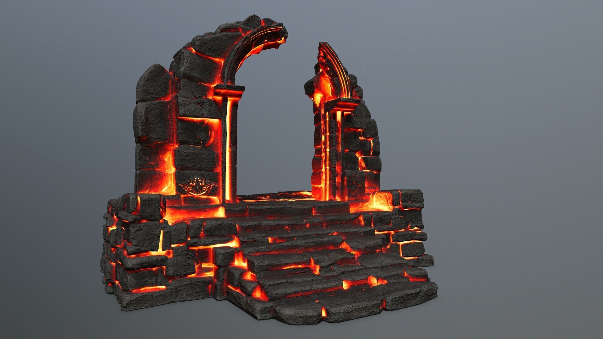 Ruin Stairs Low-poly 3D model_2
