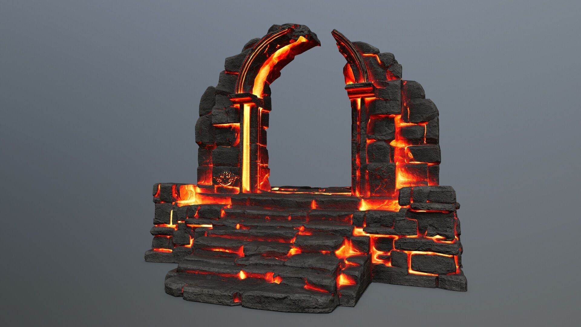 Ruin Stairs Low-poly 3D model_1