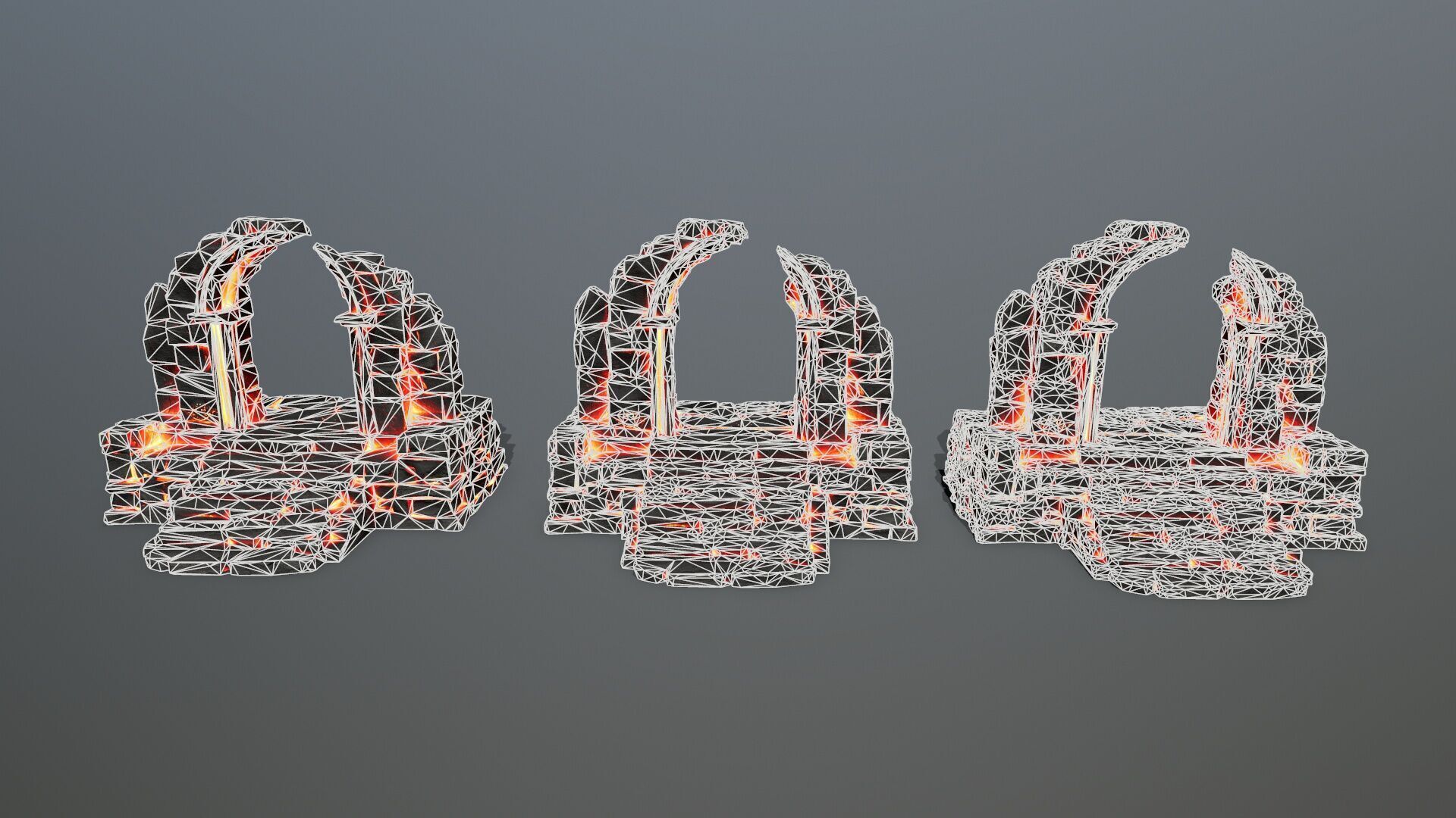 Ruin Stairs Low-poly 3D model_14