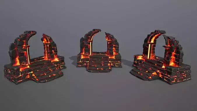 Ruin Stairs Low-poly 3D model Ruin Stairs Low-poly 3D model