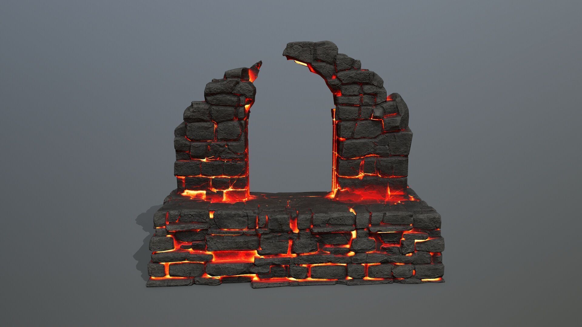 Ruin Stairs Low-poly 3D model_7