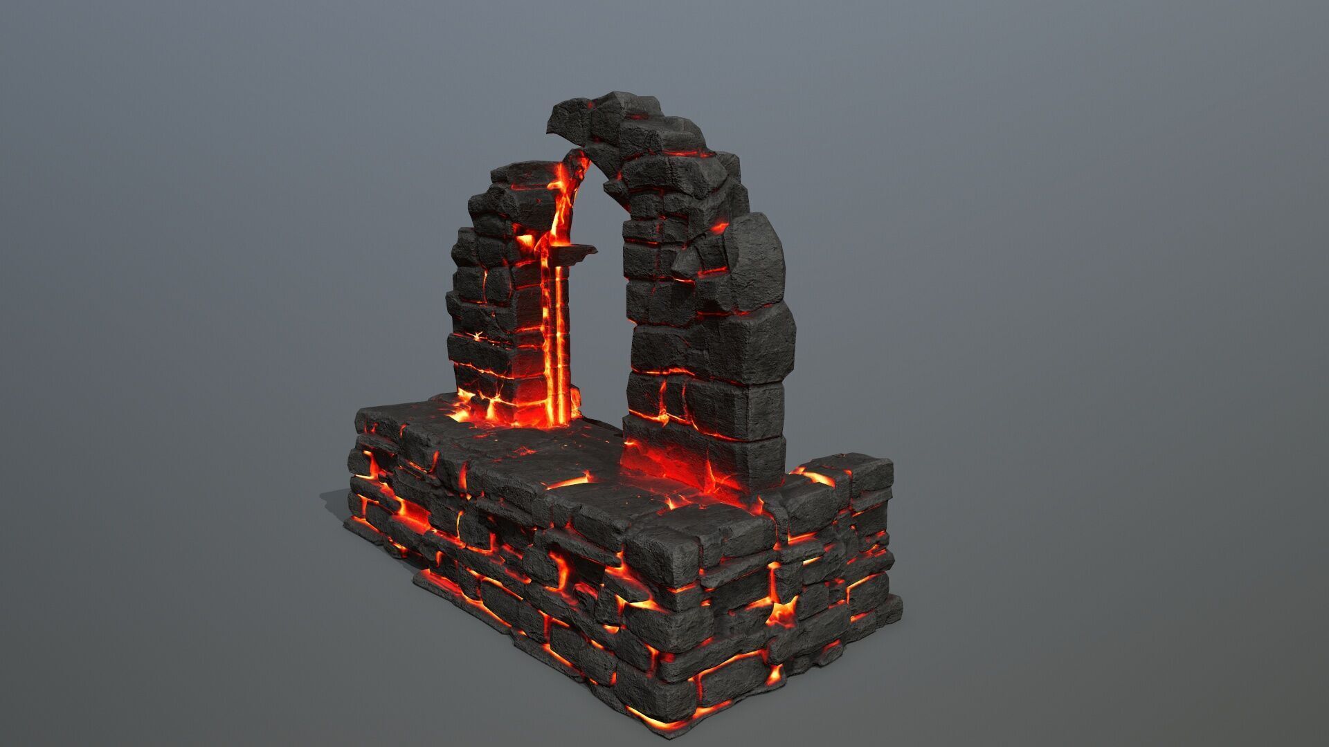 Ruin Stairs Low-poly 3D model_6
