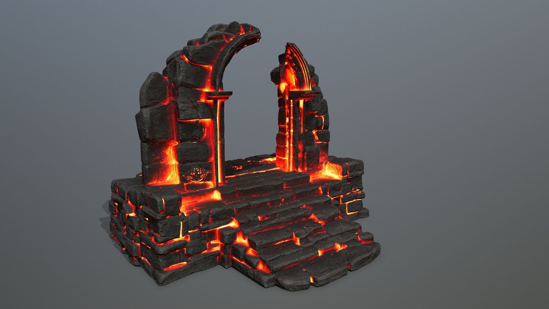 Ruin Stairs Low-poly 3D model_4