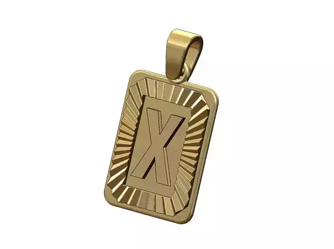 X letter initial Agency font faceted sunrays pendant charm