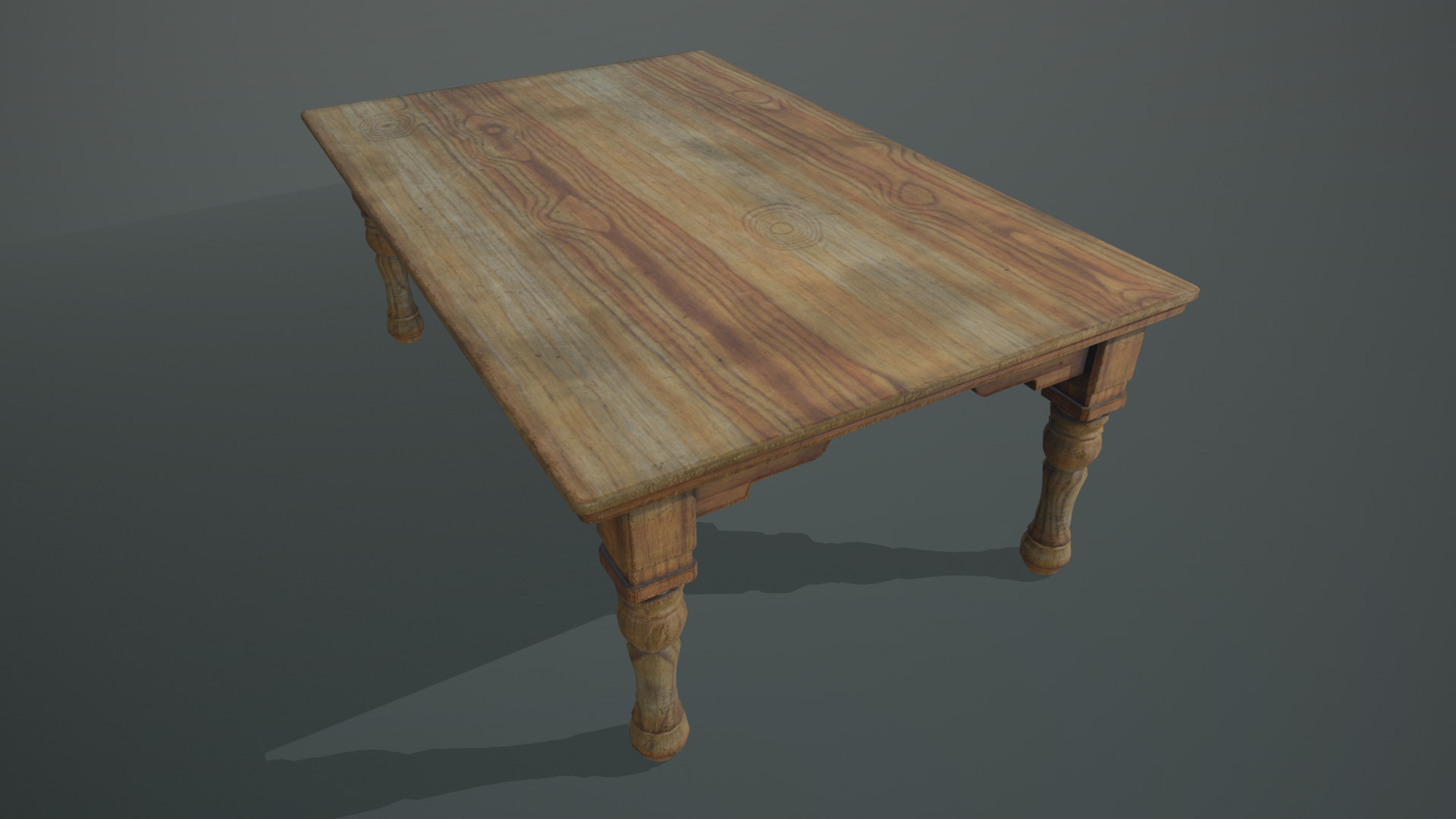 Wooden Table Low-poly 3D model_3