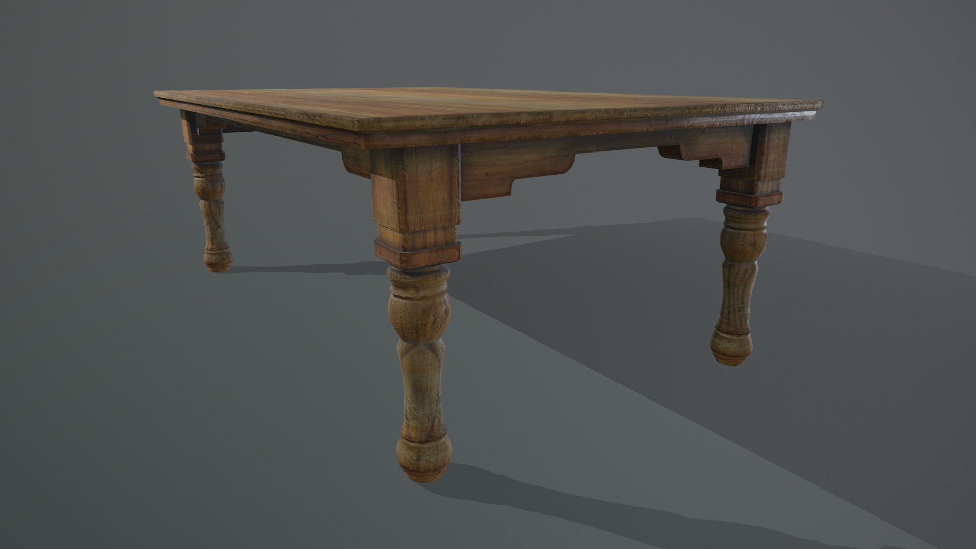 Wooden Table Low-poly 3D model_6