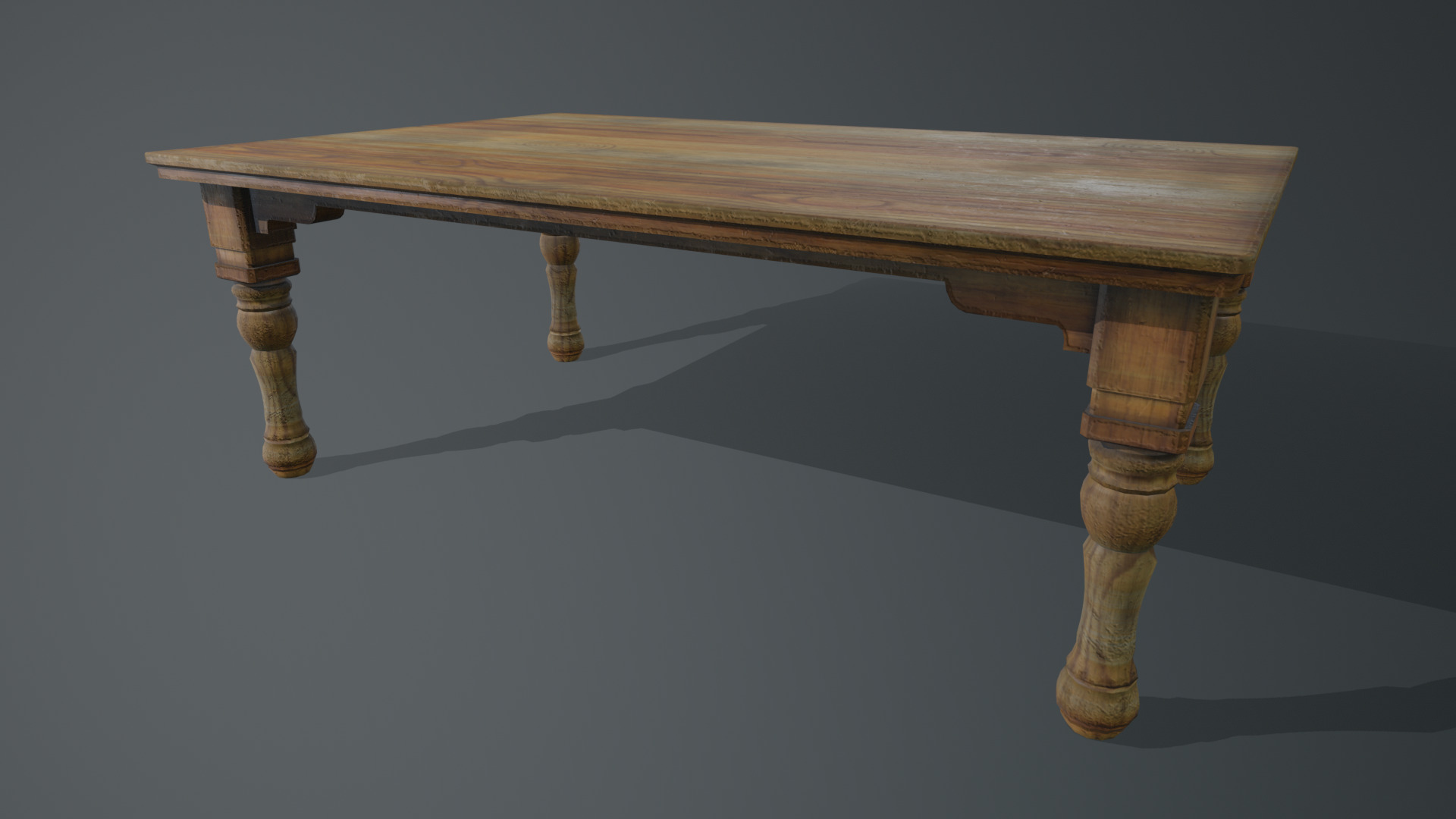 Wooden Table Low-poly 3D model_2