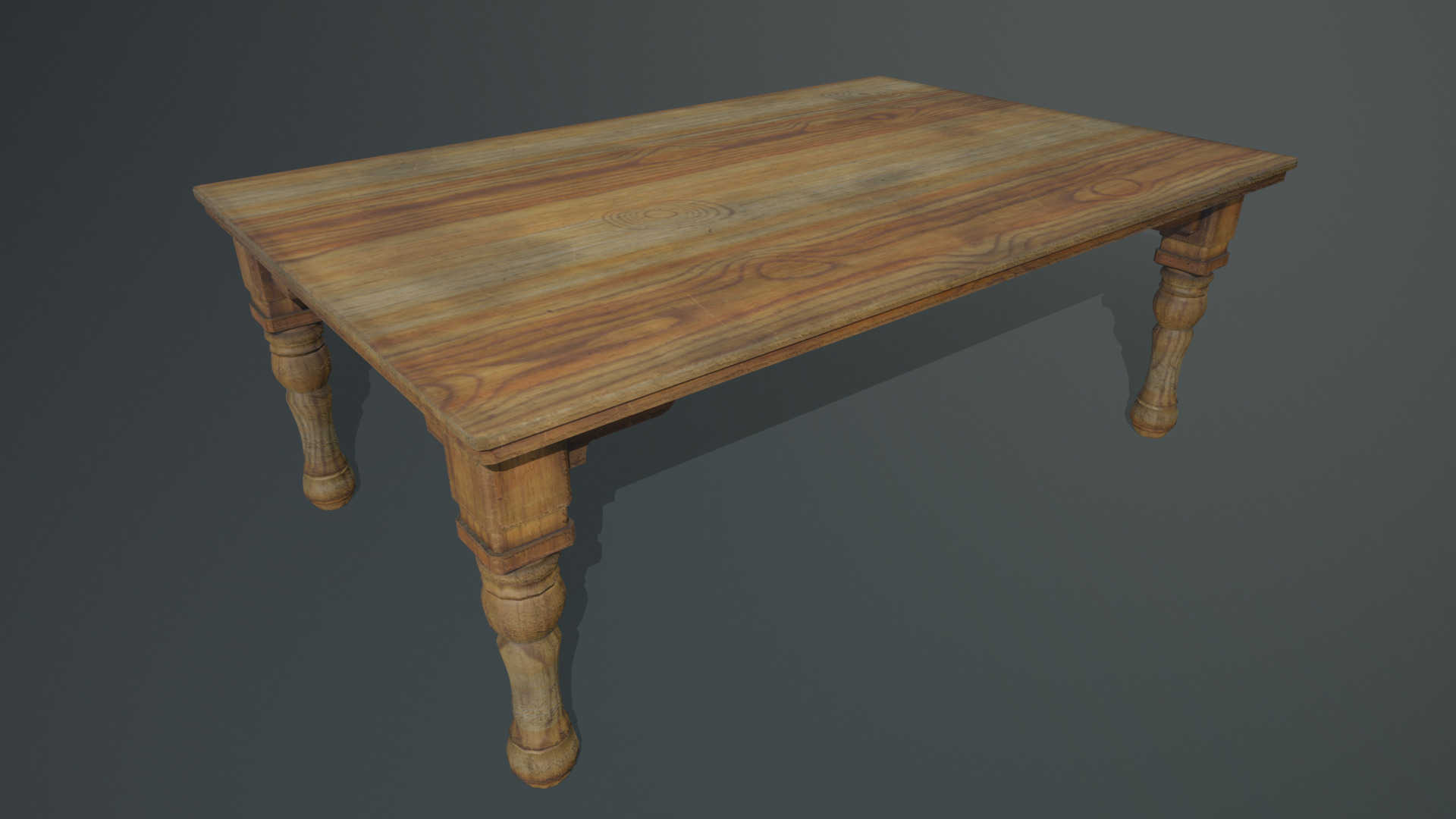 Wooden Table Low-poly 3D model_8