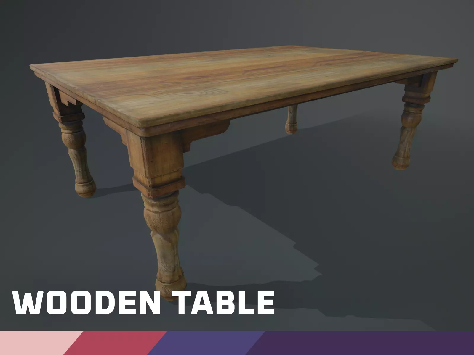Wooden Table Low-poly 3D model_0