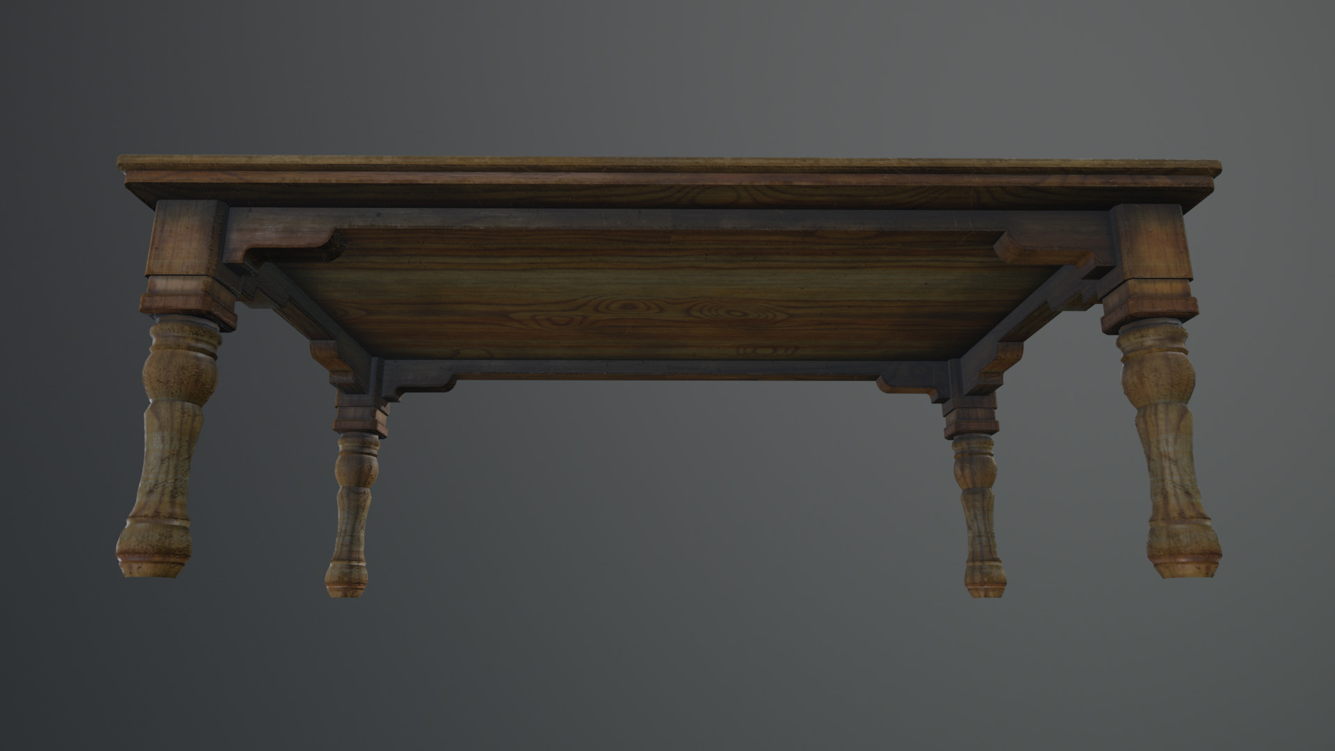 Wooden Table Low-poly 3D model_7