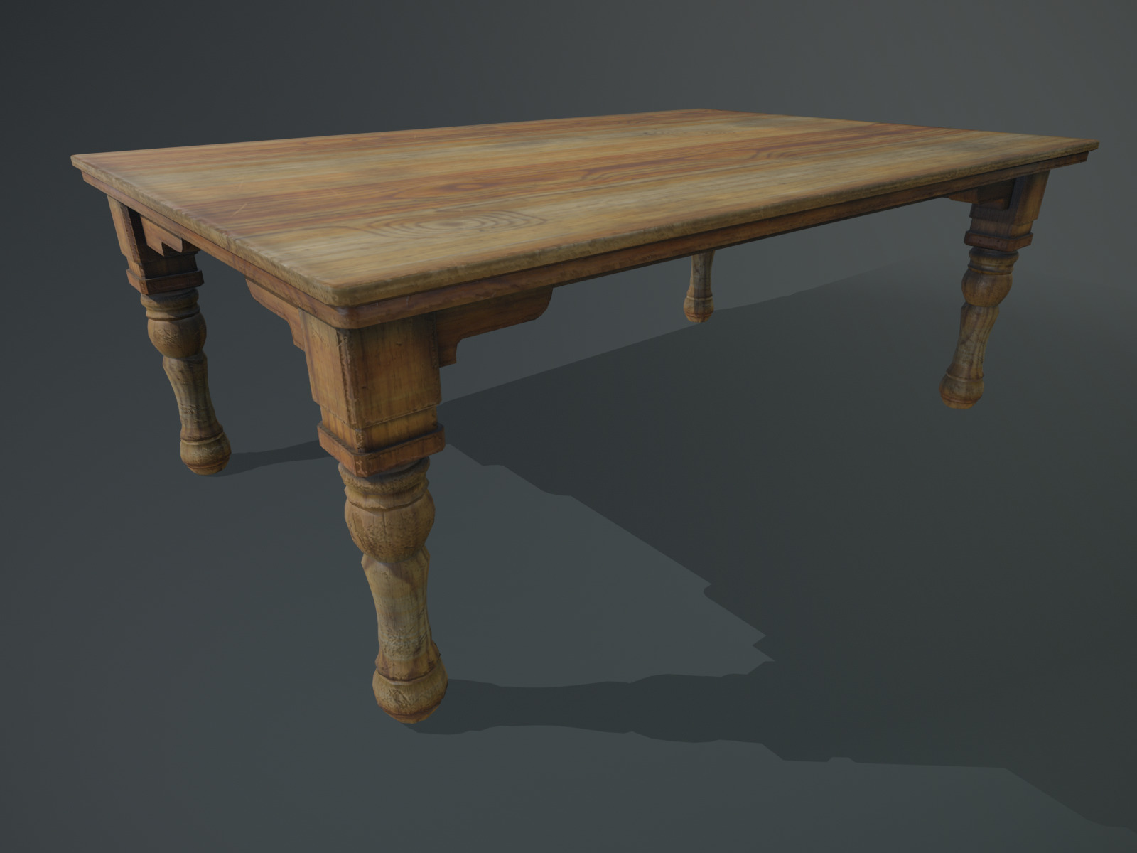 Wooden Table Low-poly 3D model_4
