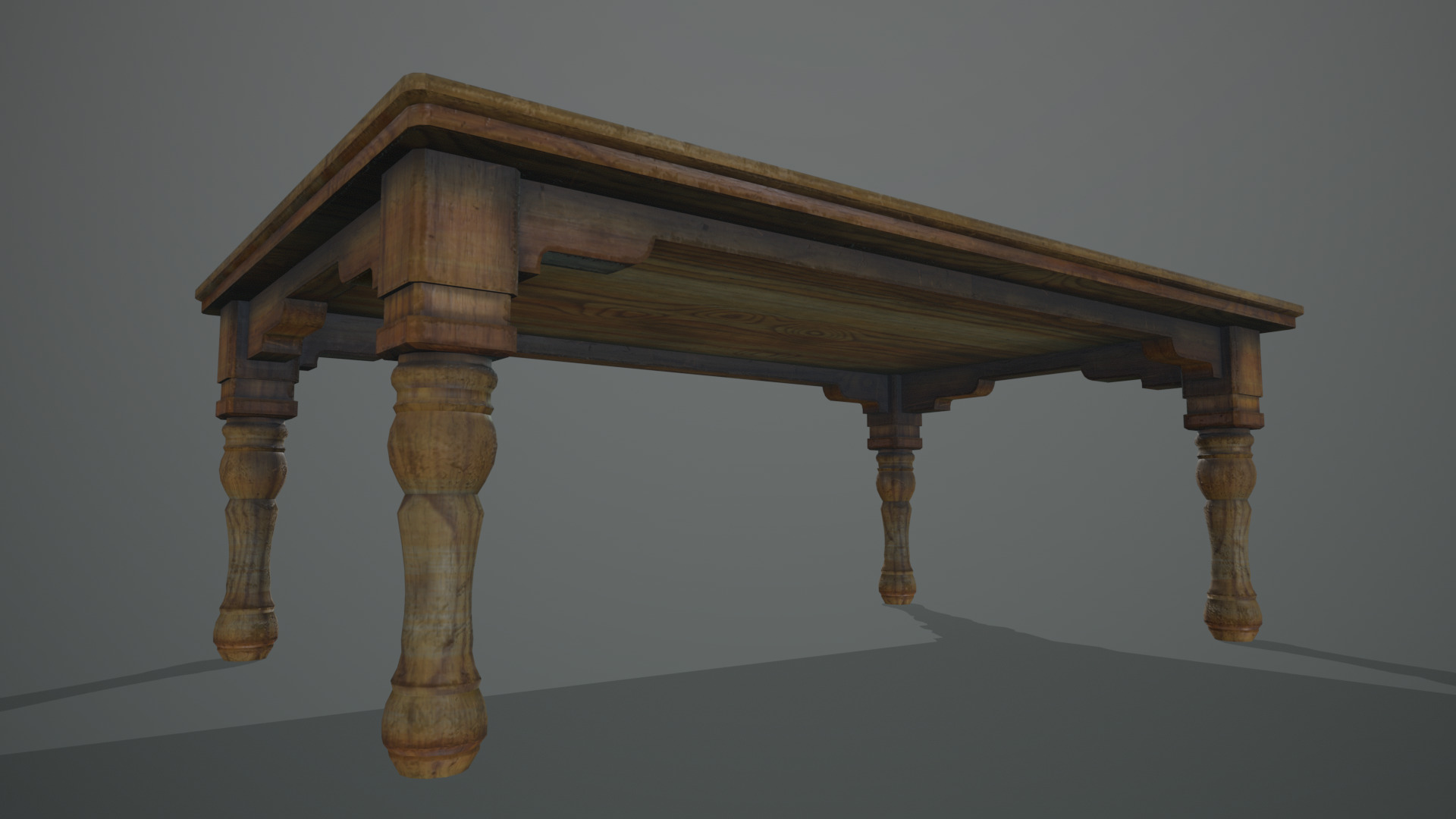 Wooden Table Low-poly 3D model_5
