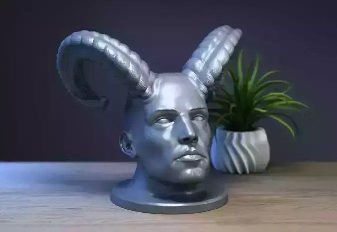 Demon human bust Cyborg demon human 3D print model