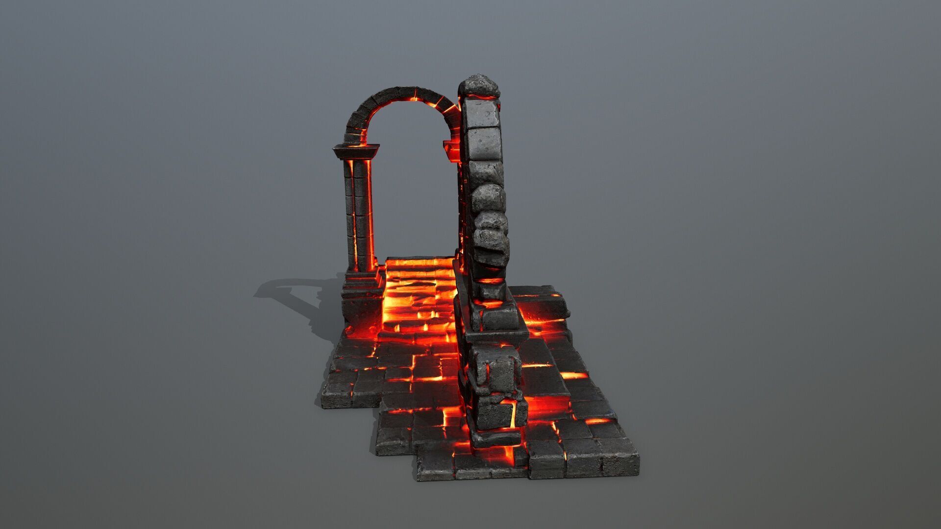 Ruin Stairs Low-poly 3D model_9