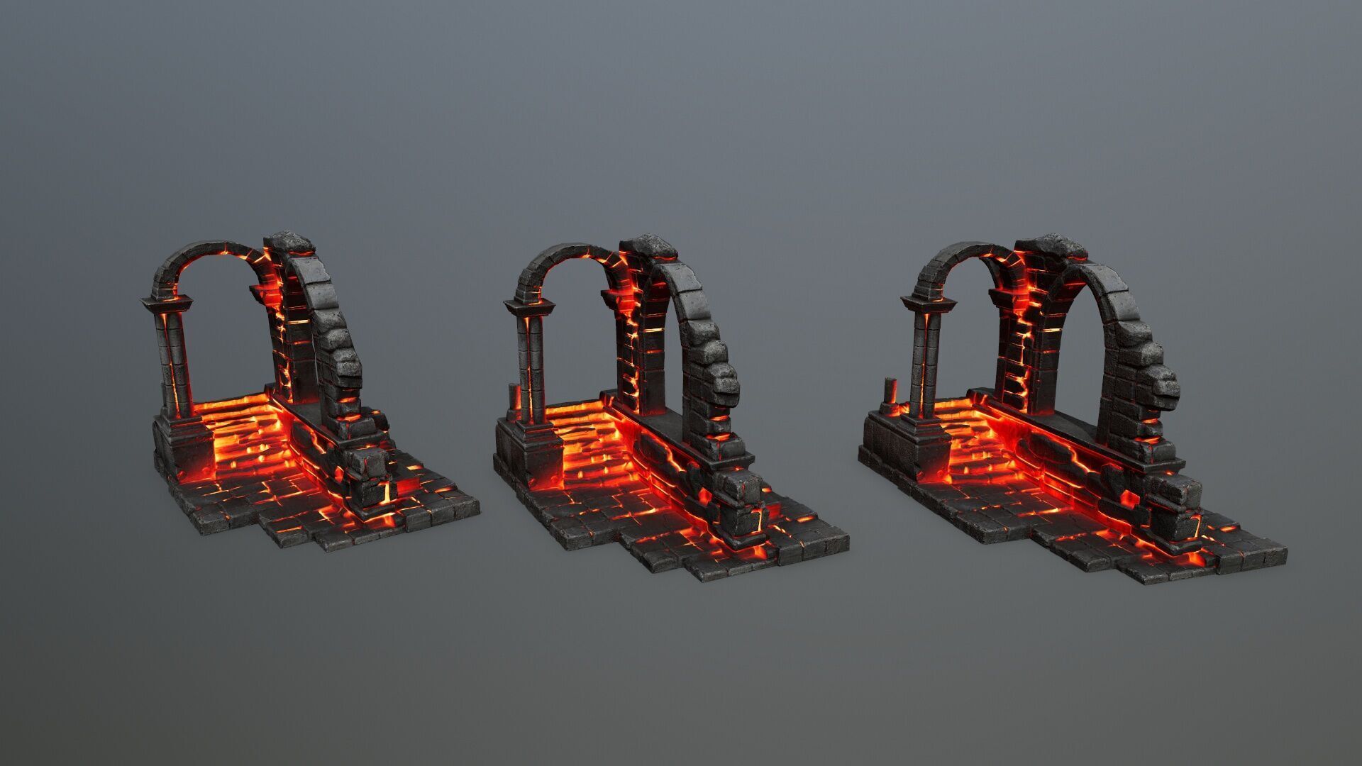 Ruin Stairs Low-poly 3D model_11