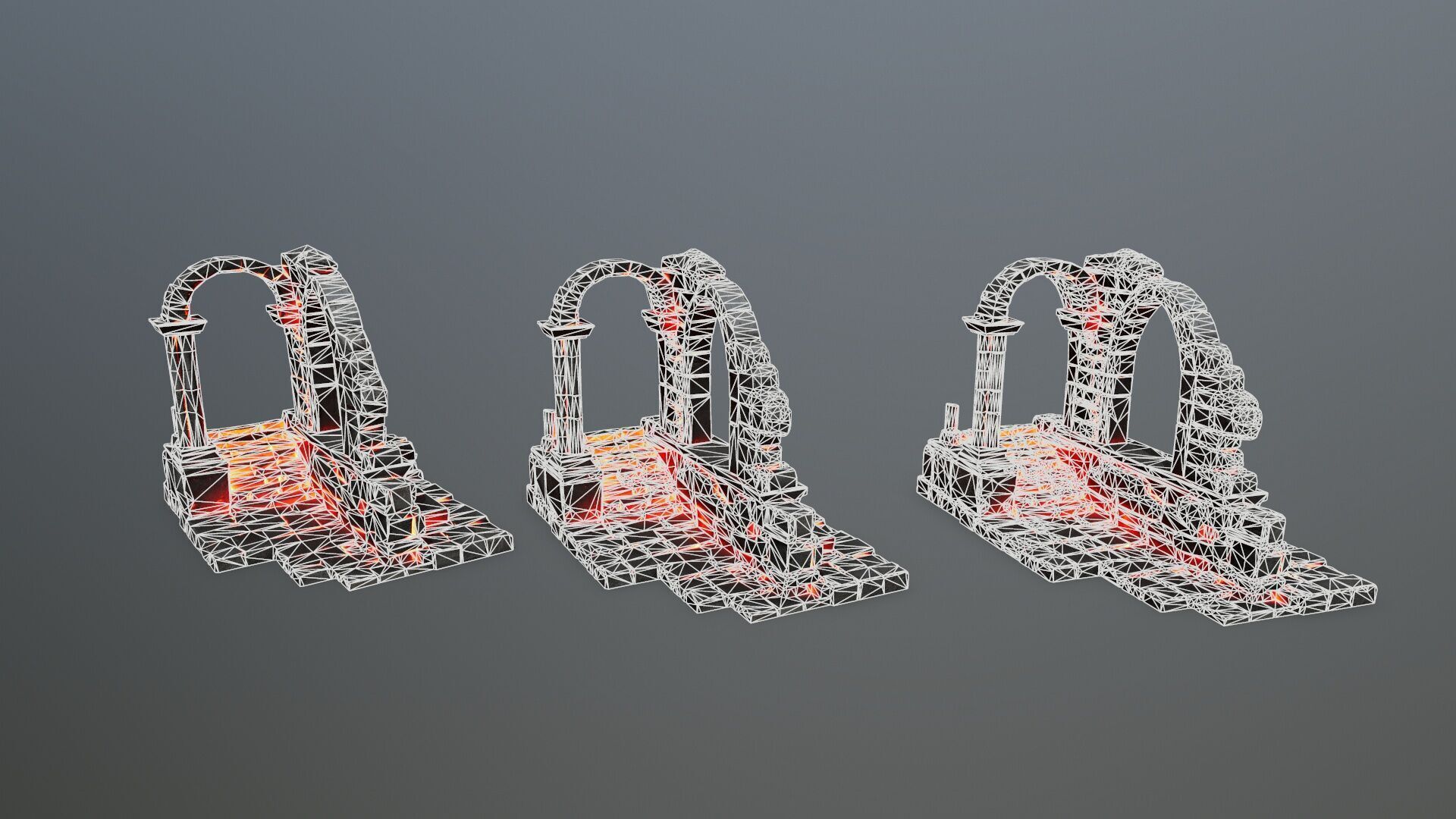 Ruin Stairs Low-poly 3D model_12