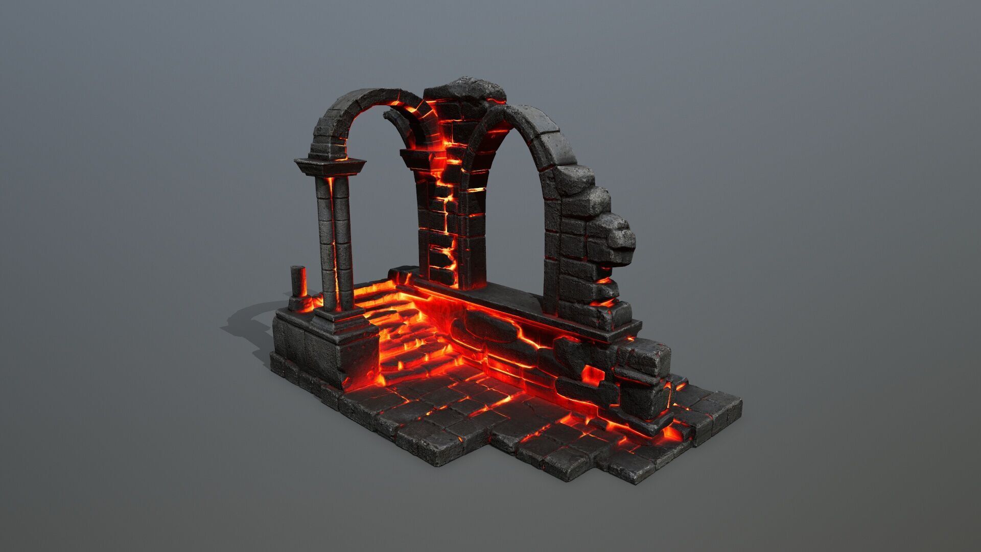 Ruin Stairs Low-poly 3D model_2