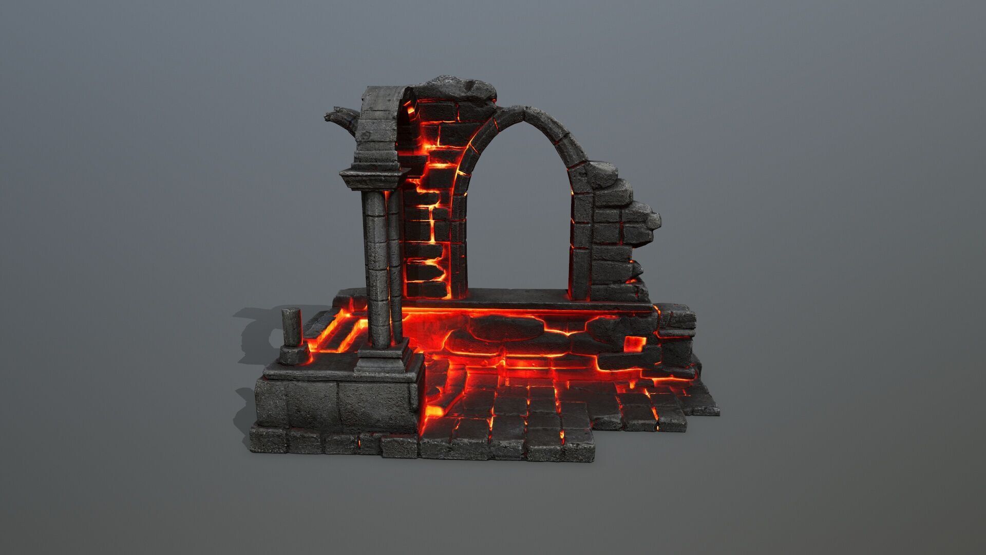 Ruin Stairs Low-poly 3D model_3