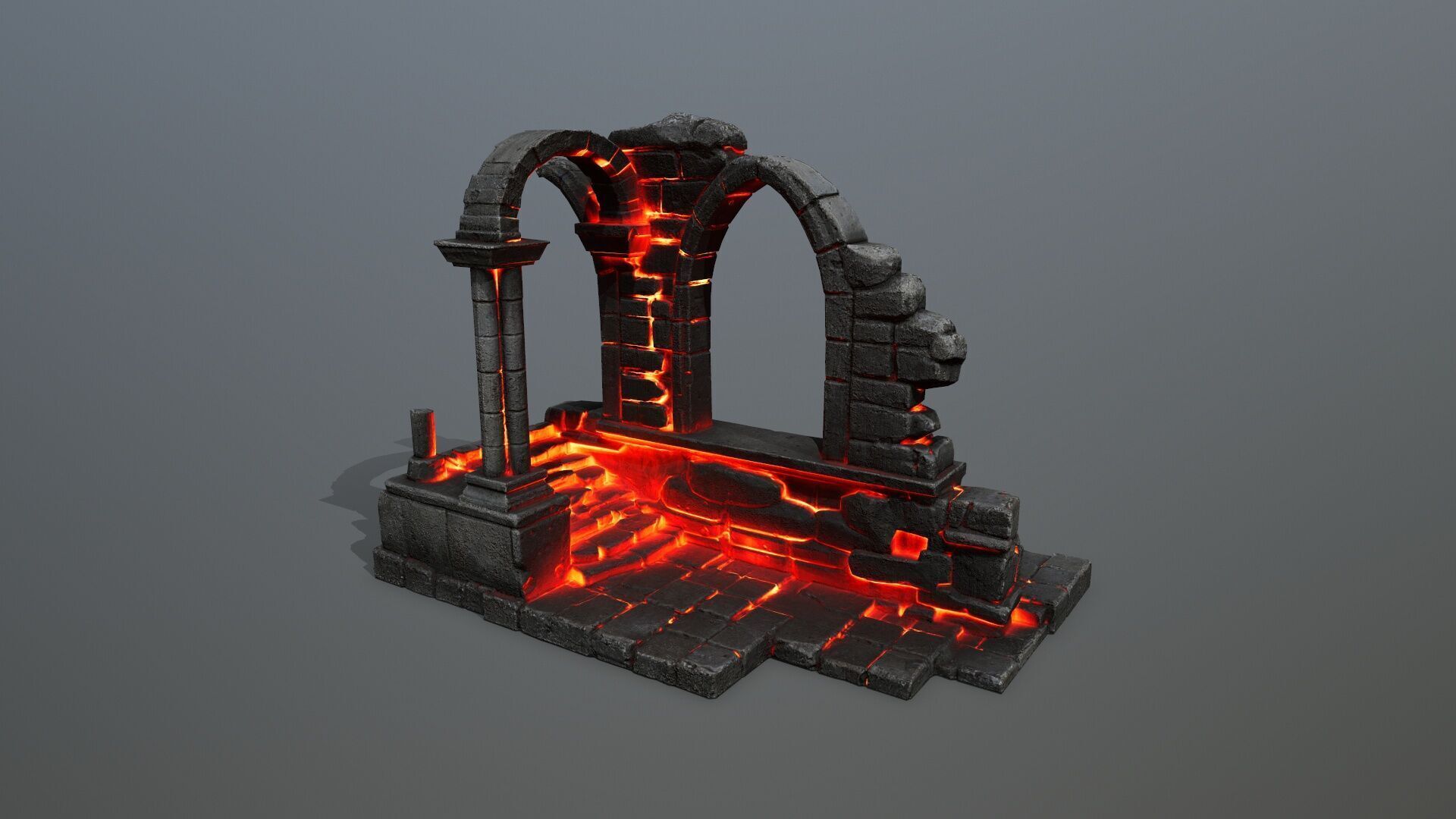 Ruin Stairs Low-poly 3D model_10