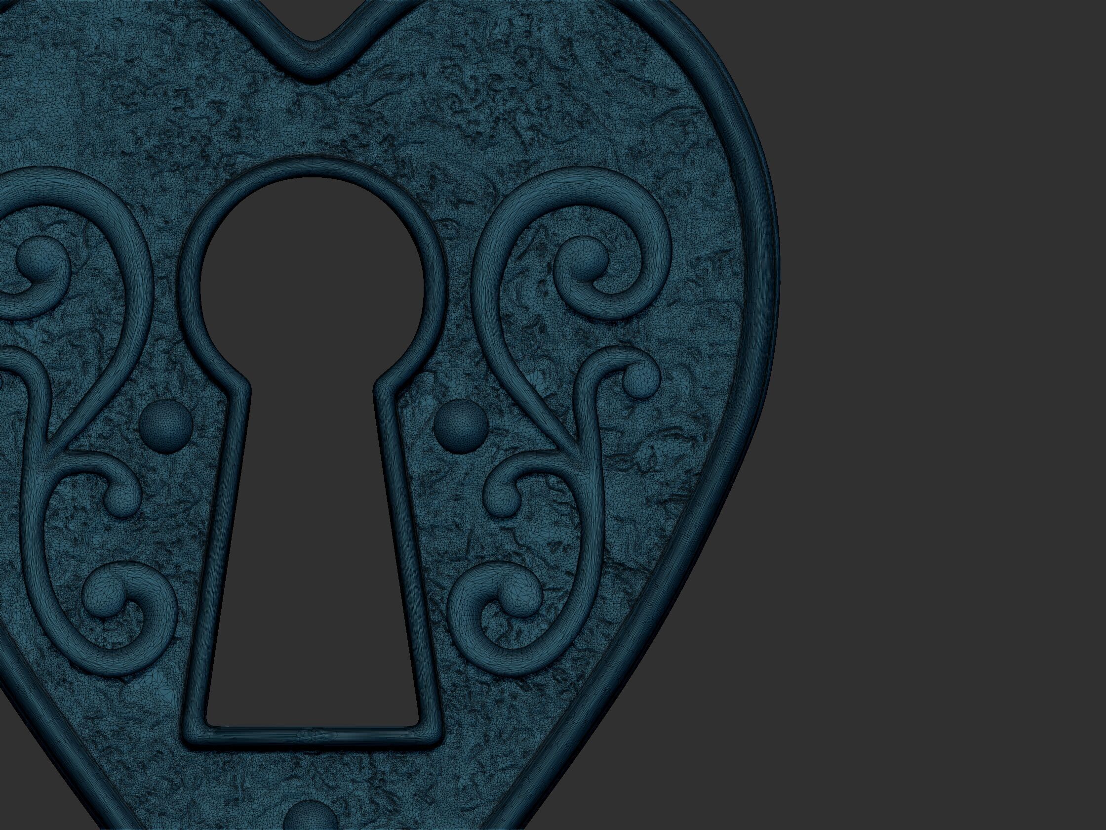 Pendant heart with lock 3D print model_4