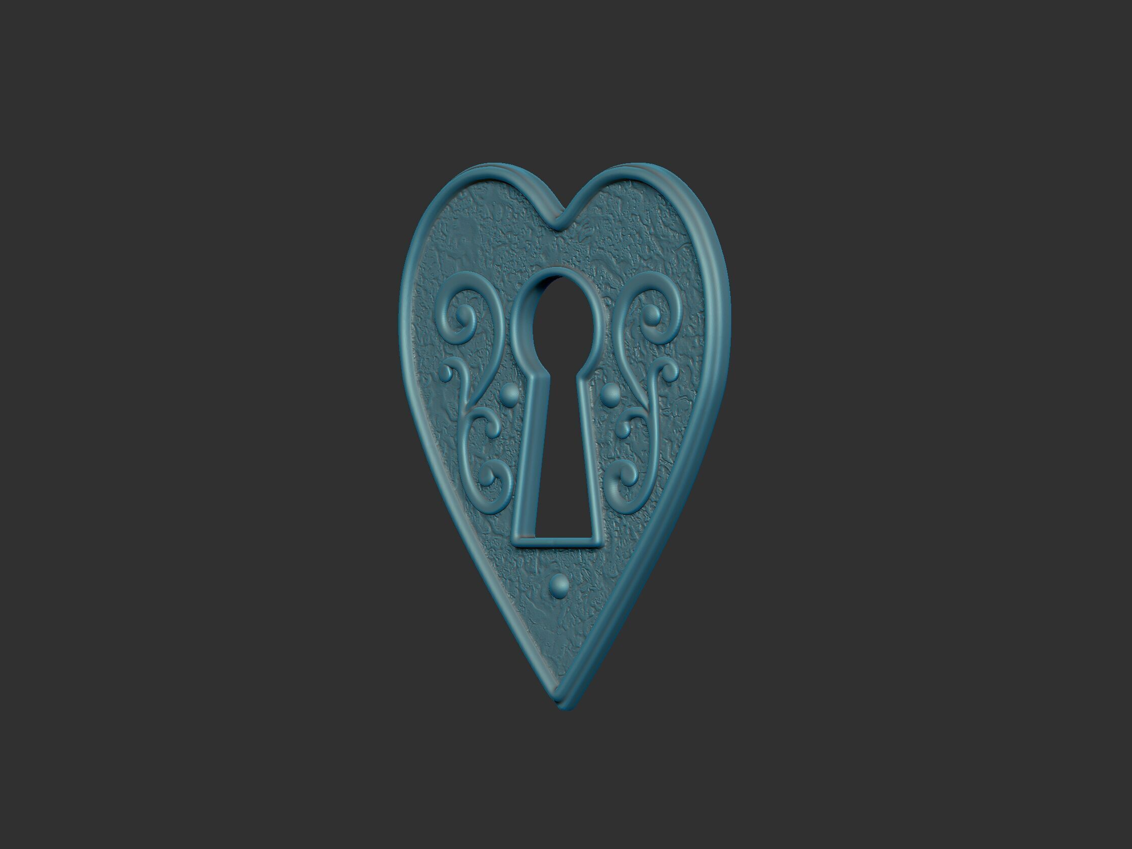 Pendant heart with lock 3D print model_1