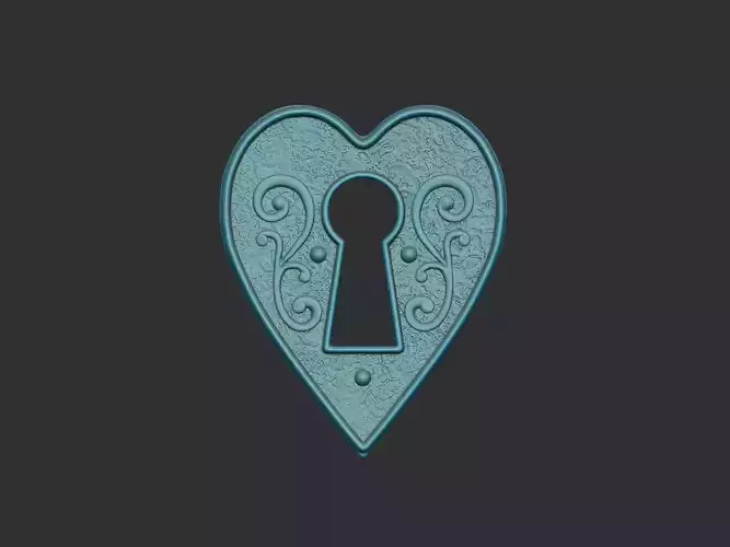 Pendant heart with lock 3D print model