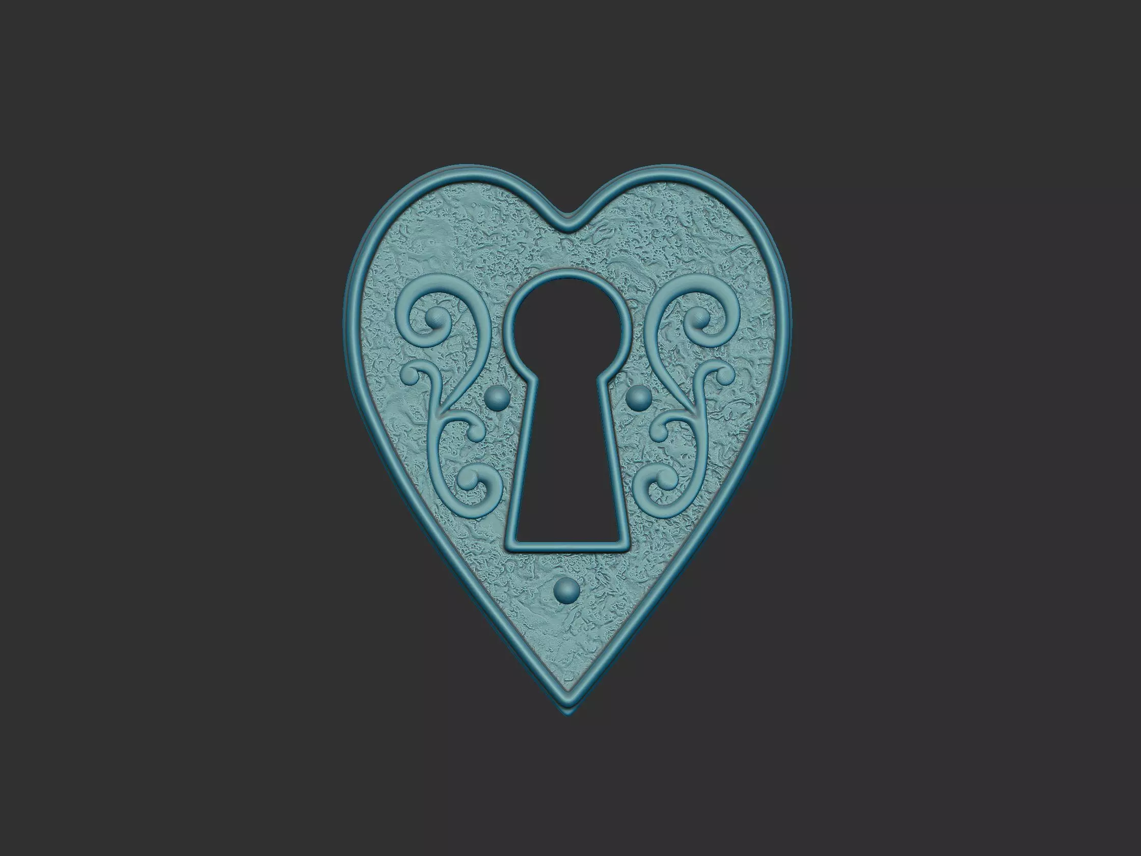 Pendant heart with lock 3D print model_0