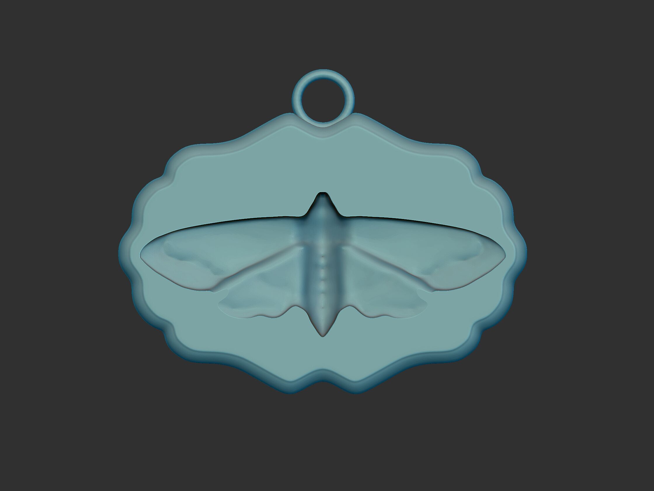 Moth deaths head pendant with scull 3D print model_3