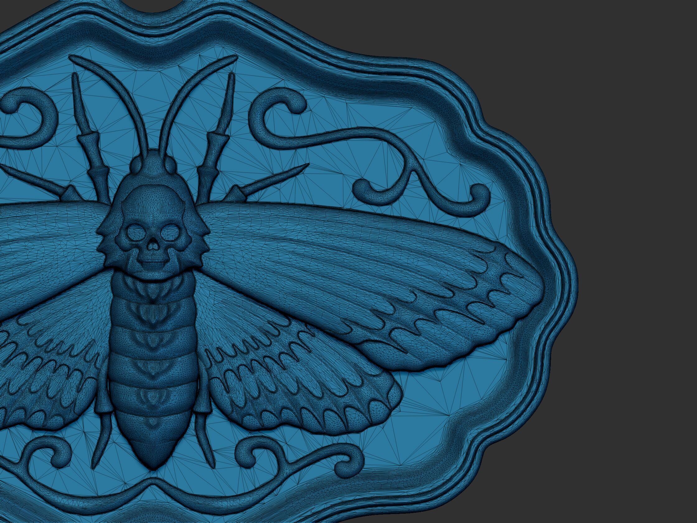 Moth deaths head pendant with scull 3D print model_4