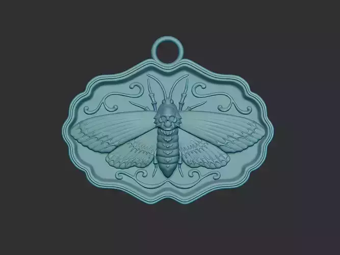Moth deaths head pendant with scull 3D print model