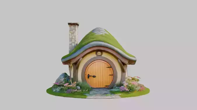 whimsical small hobbit house Fantasy