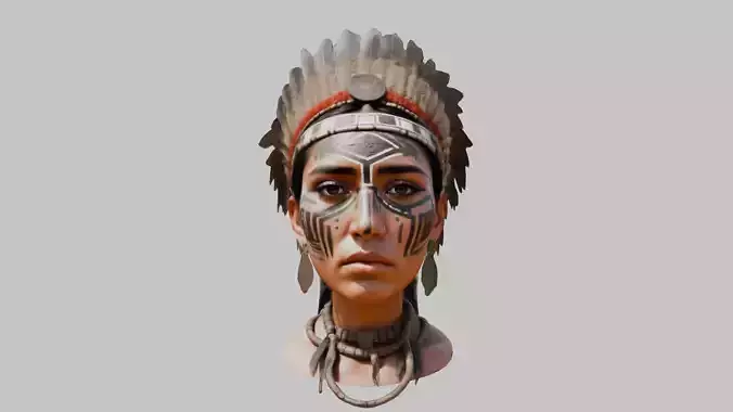 Aztec Woman Head Bust