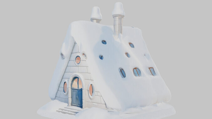 Lowpoly Triangular Pyramid Snow House Game-Ready 3D Asset   Low-poly 3D model 7