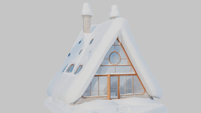 Lowpoly Triangular Pyramid Snow House Game-Ready 3D Asset   Low-poly 3D model 2