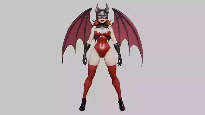 Lowpoly Rogue Bat Woman Character Game-Ready 3D Asset  