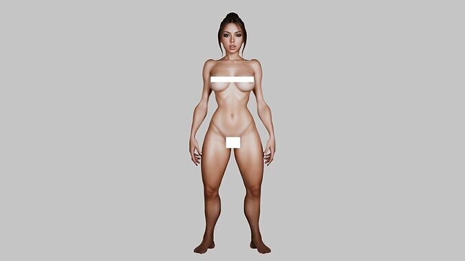 Pornstar Girl beautiful Nude Busty Teen Girl Low-poly 3D model