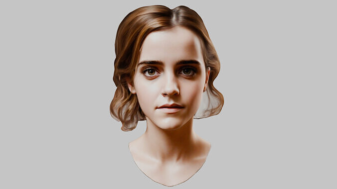Emma Watson Head Bust Low-poly 3D model