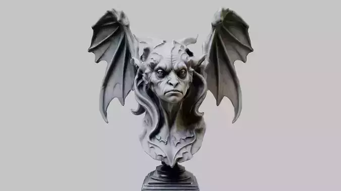 Marble Gargoyle Heads Bust