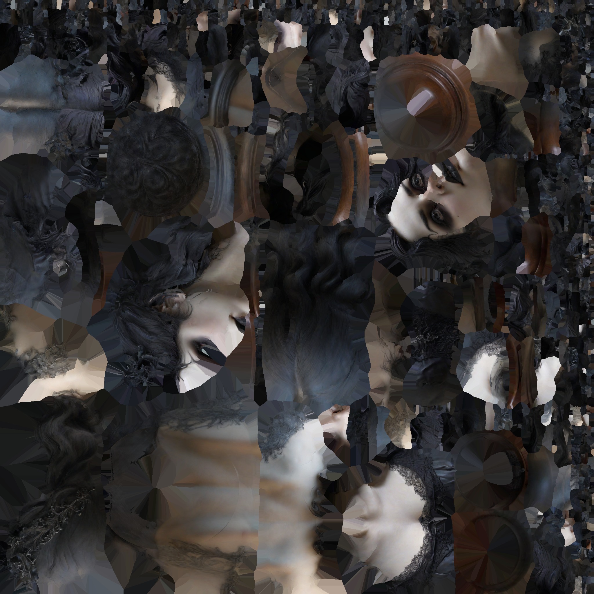 Beautiful Gothic Woman Girl female bust Low-poly 3D model_32